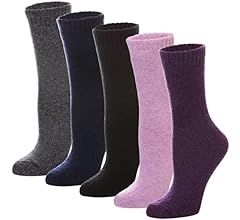 MQELONG Womens 5 Pairs Soft Thick Comfort Casual Cotton Warm Wool Crew Winter Socks | Amazon (US)