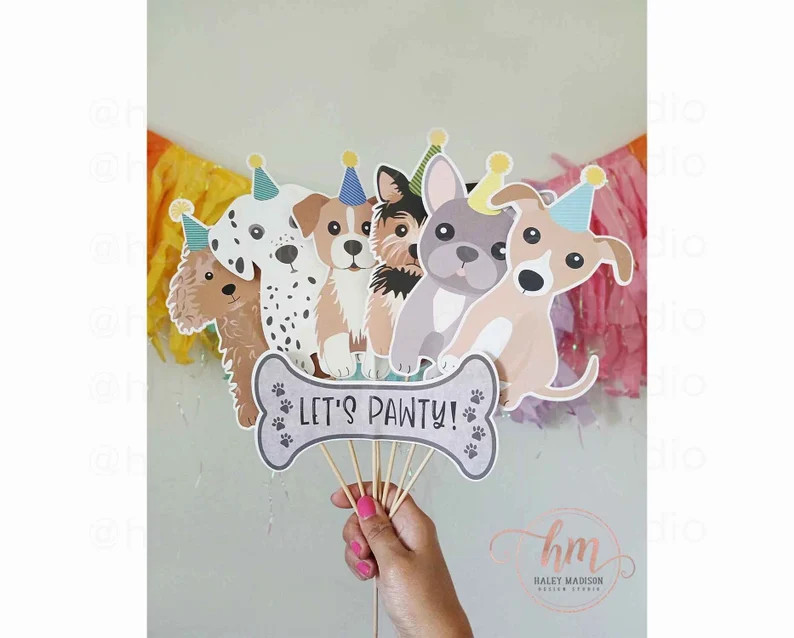 Set of 12 Puppy Party Centerpieces Size 6 Tall, Dog Themed Birthday Party Cutouts, Puppy Party De... | Etsy (US)