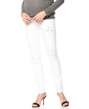 Vigoss Jeans Maternity Distressed Jeans, White Wash | Macys (US)