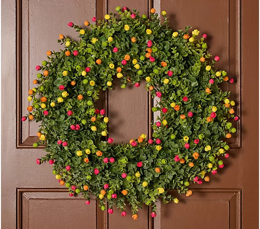 Make Your Selection: 22" Indoor/Outdoor Boxwood & Rosebud Wreath by Kim Gravel | QVC