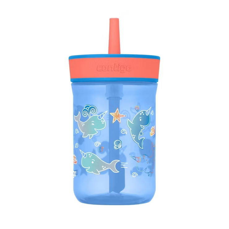 Contigo Kids' Leighton Tritan Tumbler 14oz Blue Poppy Coral with Narwhals | Target