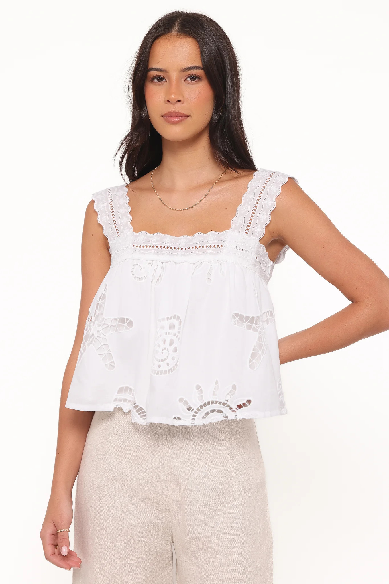 Aideen Eyelet Top - White Shell | Petal & Pup (US)