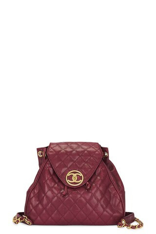 Chanel Caviar Drawstring Backpack in Burgundy | FWRD 