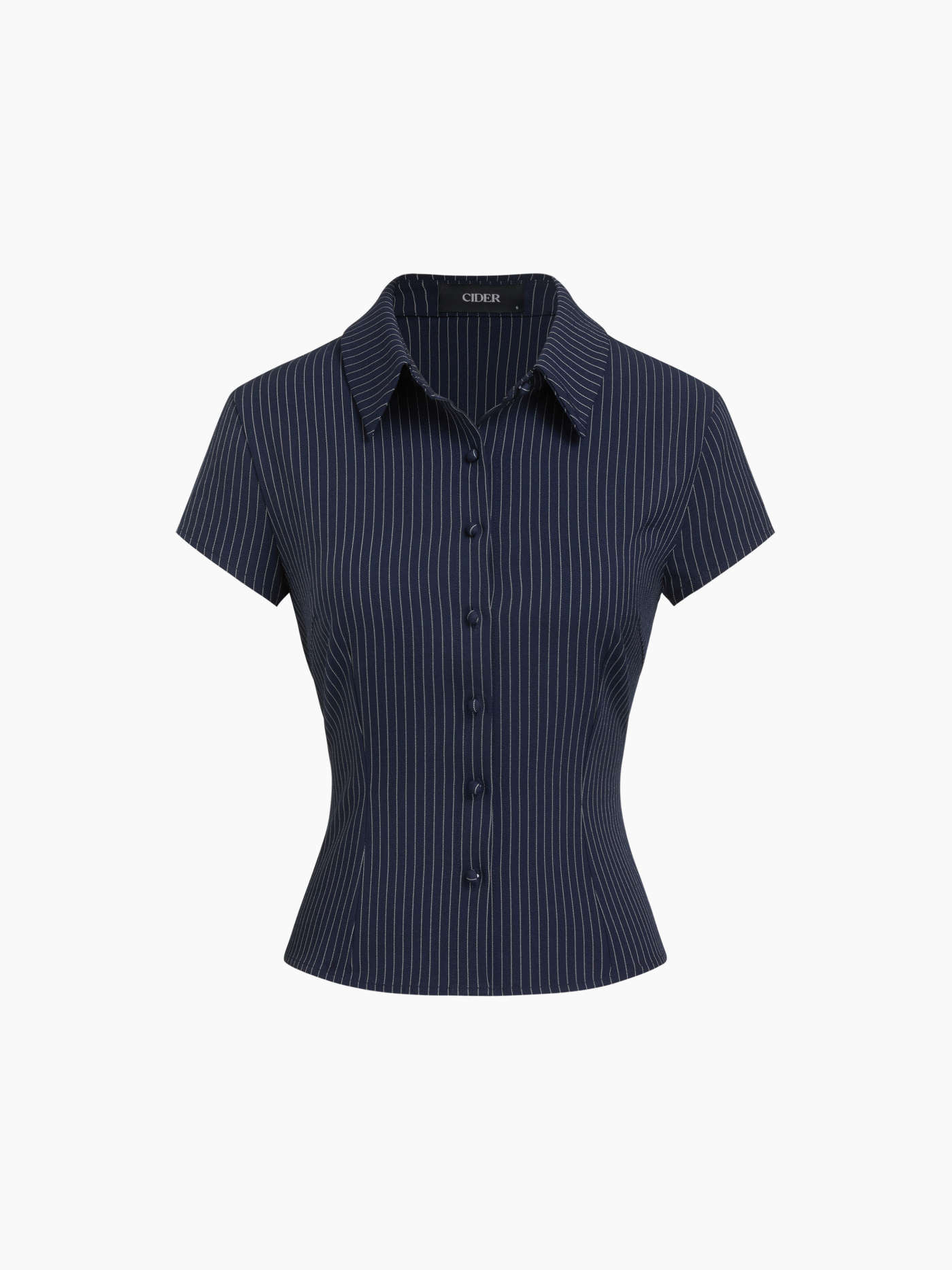 Woven Collar Stripe Short Sleeve Shirt For School | Cider