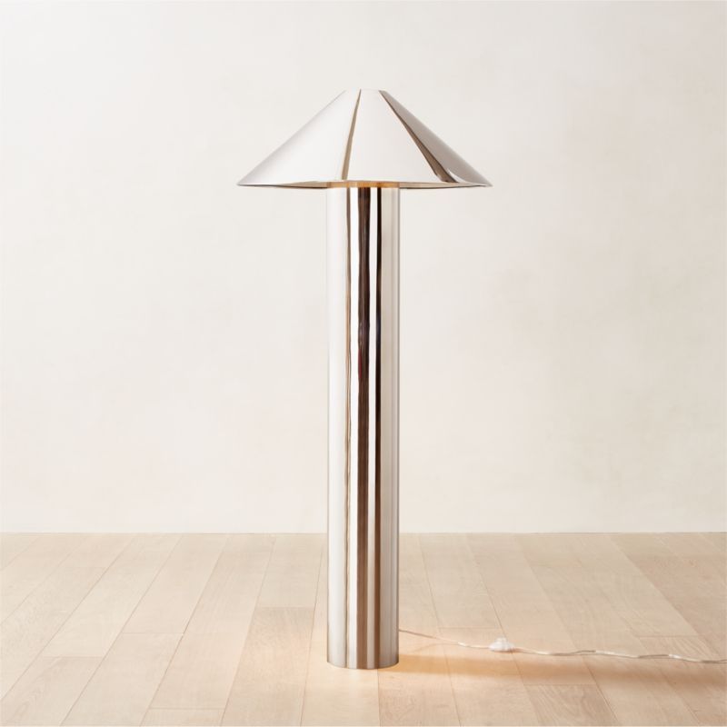 Gigi Modern Polished Stainless Steel Floor Lamp + Reviews | CB2 | CB2