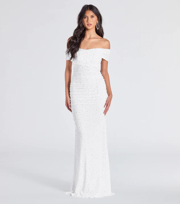 Aubriella Rhinestone And Pearl Mesh Mermaid Dress | Windsor Stores