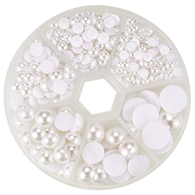 PH PandaHall 1 Box (about 690pcs) 6 Sizes White Flat back Pearl Cabochon (4mm, 5mm,6mm, 8mm, 10mm, 1 | Amazon (US)