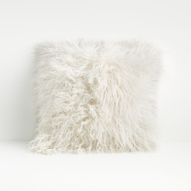 Pelliccia Ivory 16"x16" Square Decorative Throw Pillow with Down-Alternative Insert + Reviews | C... | Crate & Barrel