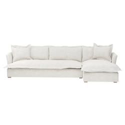 Alanna Modern Portofino White Upholstered 2-Piece Sectional - 120"W x 40"D | Kathy Kuo Home