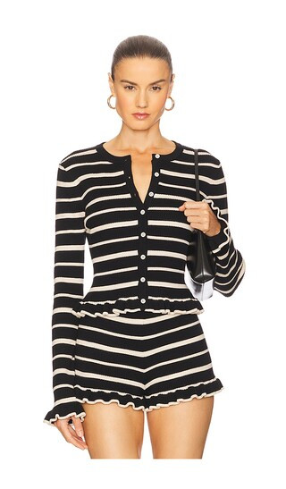 Donna Long Sleeve Top in Black & Cream | Revolve Clothing (Global)