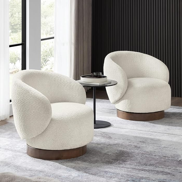 KISLOT Swivel Barrel Accent Chair, Performance Fabric, Linen, 2-Pack | Amazon (US)