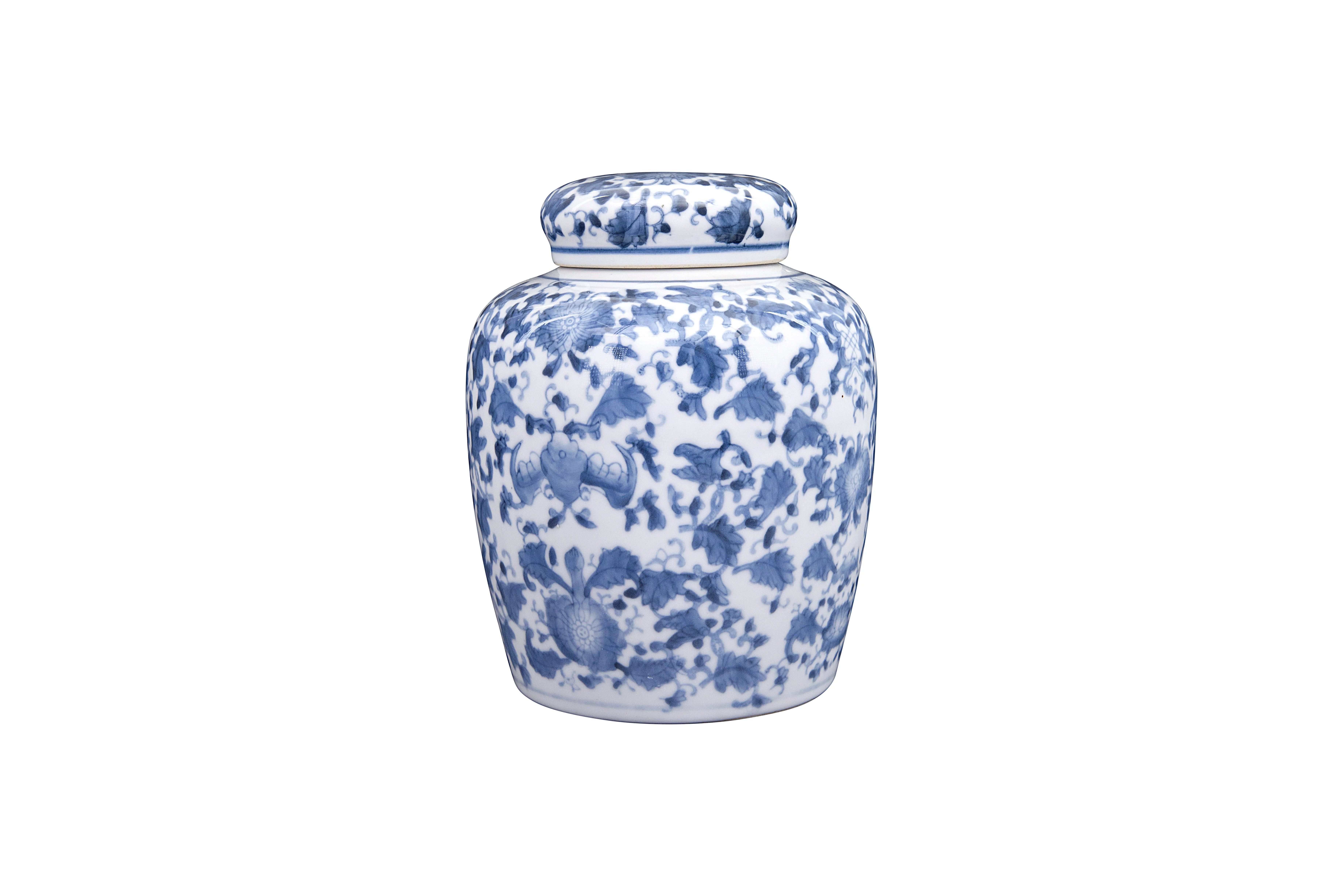Woven Paths Blue and White Ginger Jar with Lid - Walmart.com | Walmart (US)
