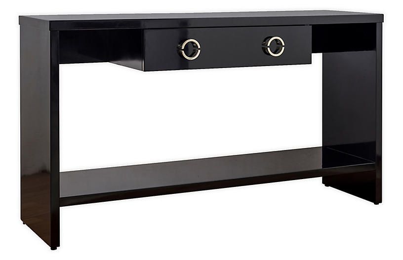 Abilene Lacquered Console Table, Black | One Kings Lane