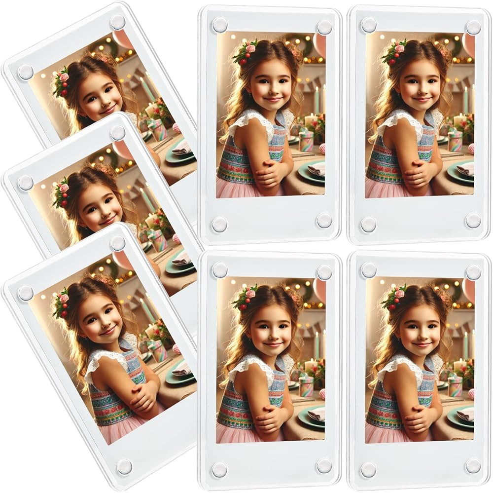 7 Packs Polaroid Magnets Frame for Refrigerator, Acrylic Fridge Magnetic Picture Frame, Mini Phot... | Amazon (US)