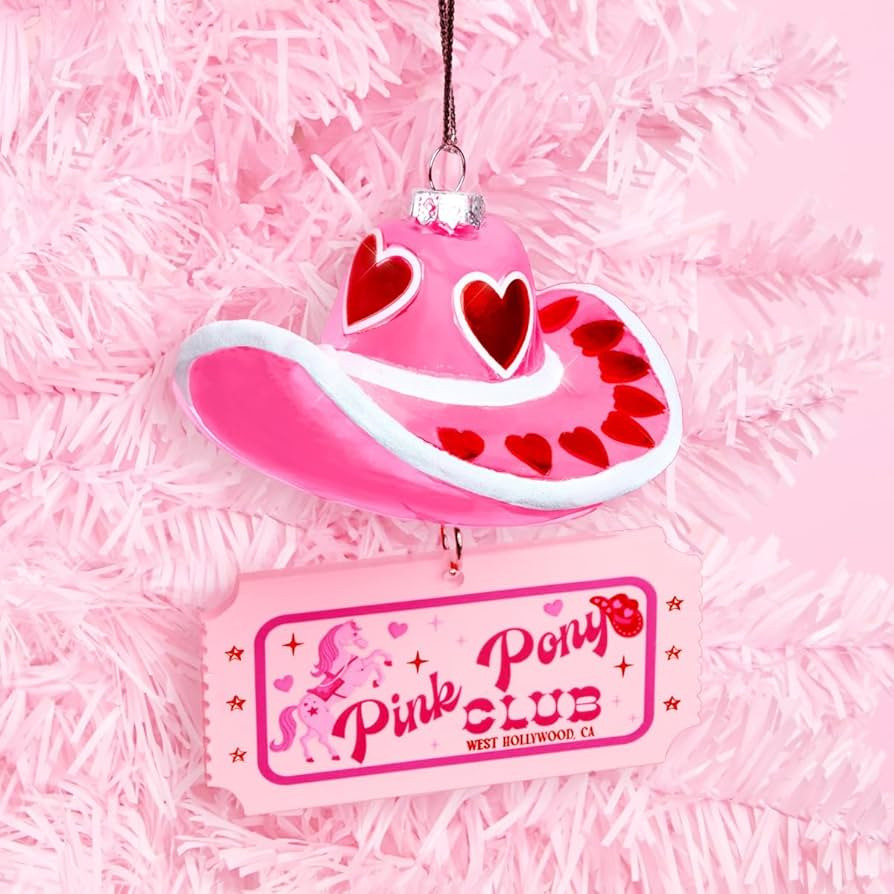 xo, Fetti Cowgirl Hat Glass Ornament | Western Christmas Decor, Pink Pony, Rodeo Theme, Pinkmas G... | Amazon (US)