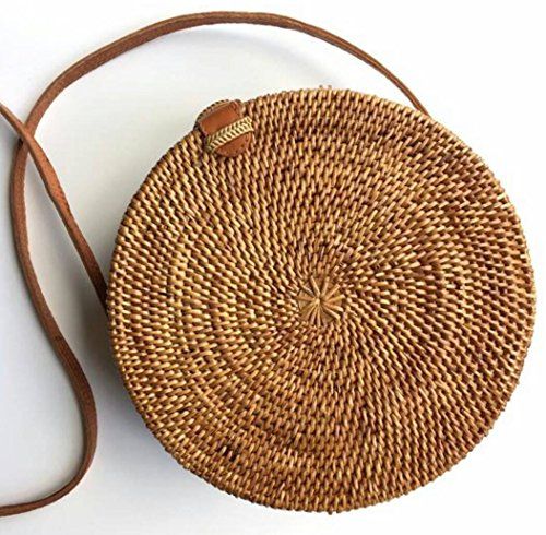 Seagrass Woven Bali Handbag Straw Bag Bamboo Bag Purse Round Shape Luxe Beach Bag for Women Blogger  | Amazon (US)