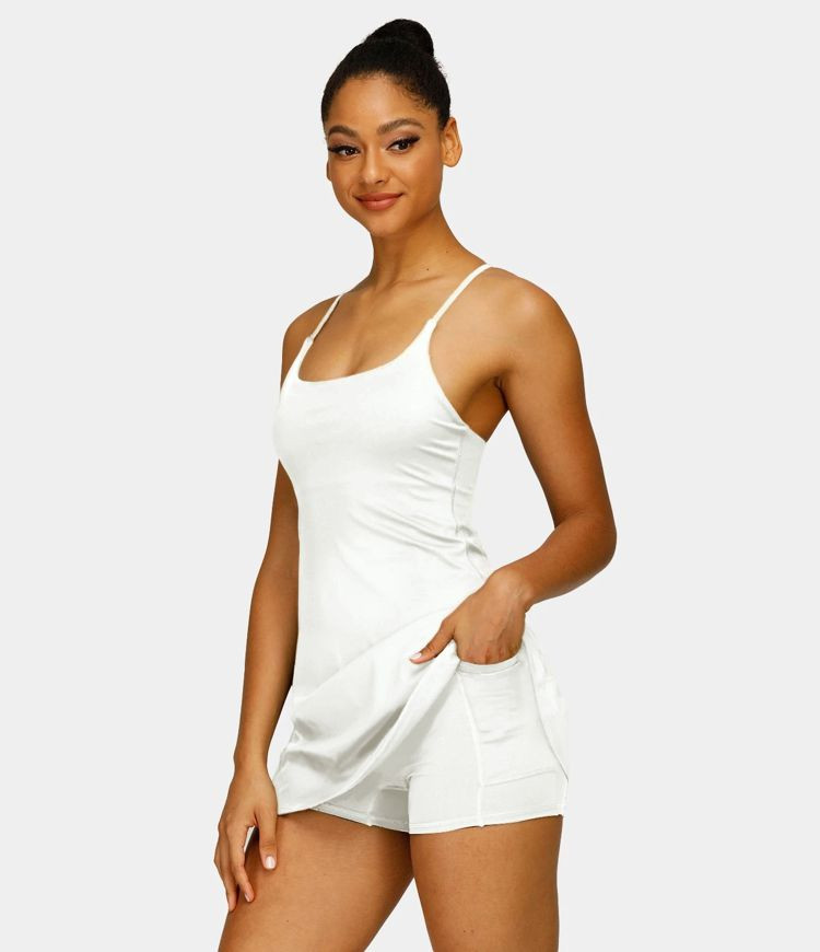 Everyday Cloudful™ Fabric Backless 2-in-1 Flare Workout Dress-Wannabe | HALARA