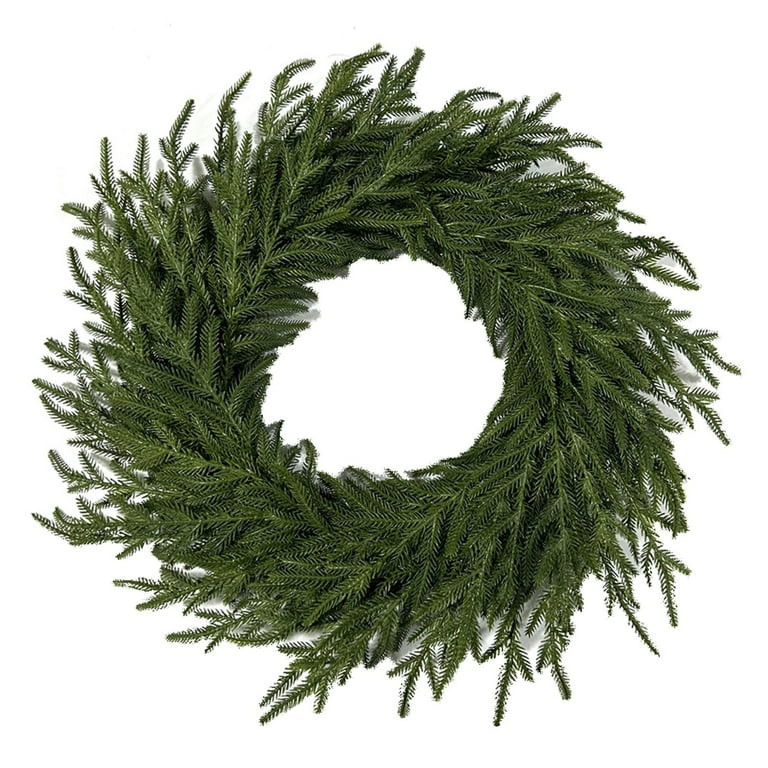 24" Norfolk Pine Wreath for Front Door, Real Touch Norfolk Pine Wreath Artificial Green Wreath Re... | Walmart (US)