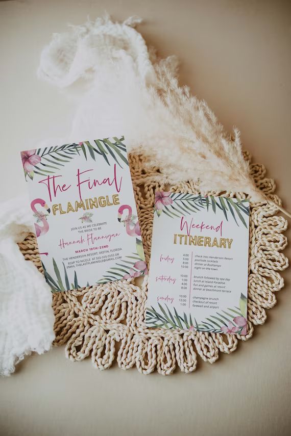 Final Flamingle Bachelorette Party Invitation and Itinerary, Let's Flamingle Bach Invite, Tropica... | Etsy (US)