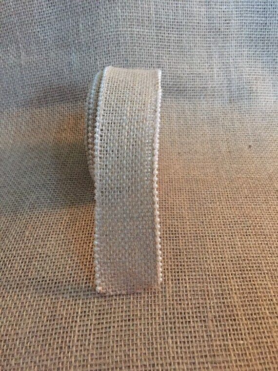 Burlap with Pearl Trim Ribbon - 1.5" by 3 yds | Etsy (US)
