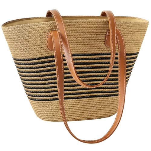 Beach Bags for Women, Summer Straw Beach Bag Straw Purse Shoulder Handbags Large Beach Tote for S... | Amazon (US)