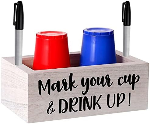 Vintage White Double Solo Cup Holder with Marker Slot Wooden Party Cup Organizer Disposable Cup H... | Amazon (US)