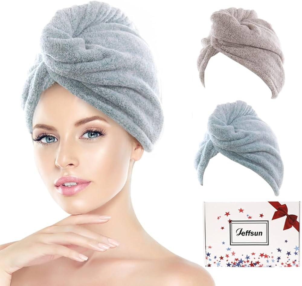 Stocking Stuffers for Women, Girls Microfiber Hair Towel Wrap, 2 Pack Super Absorbent Quick Dry T... | Amazon (US)