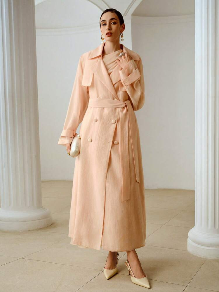 ZEYLAH Lightweight Semi-Sheer Long Windbreaker Jacket, Spring/Summer | SHEIN