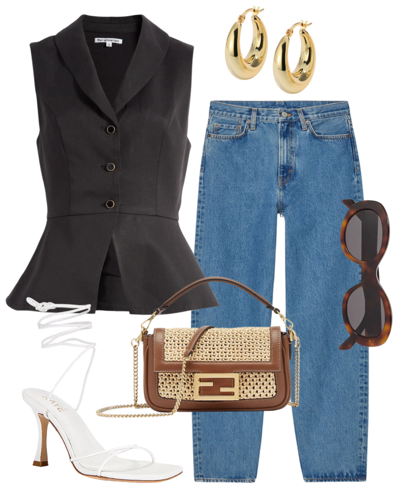 Denim look, waistcoat styling, white sandals 

#LTKStyleTip #LTKShoeCrush #LTKOver40