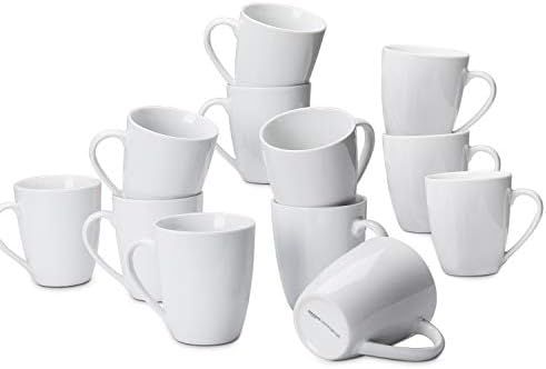 AmazonCommercial 12-Piece Porcelain, 12 Oz. Coffee Mug Set, White | Amazon (US)