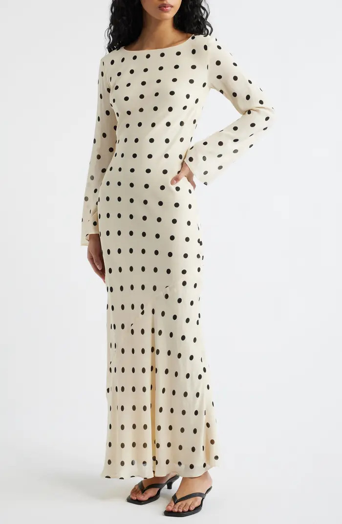 Esra Polka Dot Long Sleeve Maxi Dress | Nordstrom