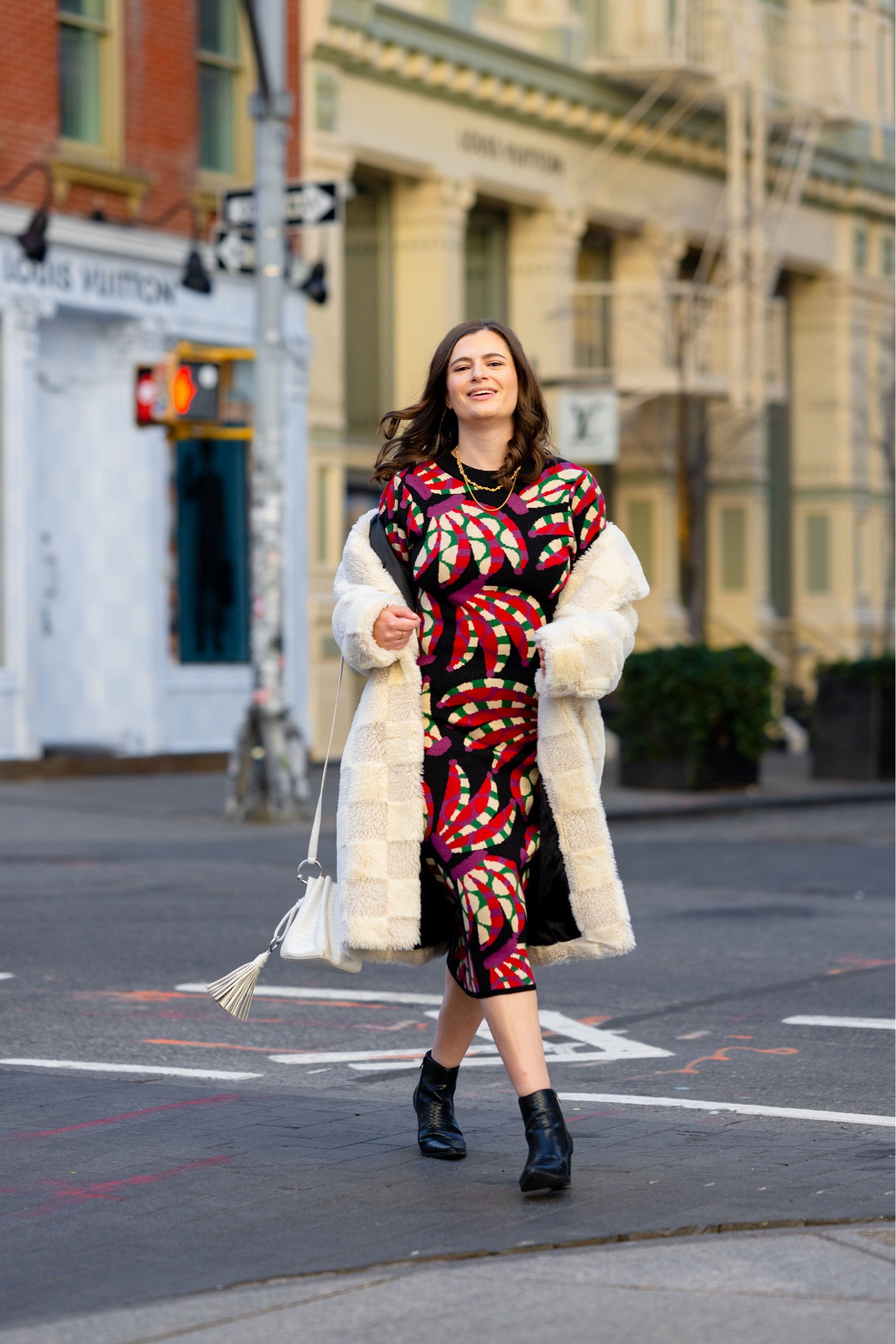 Loving the faux fur outerwear as always during the winter months! I also paired this with a printed dress from Farm Rio and staple accessories like my black mock croc booties and goal necklaces  

#LTKstyletip #LTKfindsunder100 #LTKshoecrush