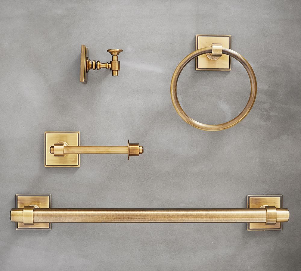 Brass Pearson Bath Hardware Set of 4 with 24" Towel Bar | Pottery Barn (US)