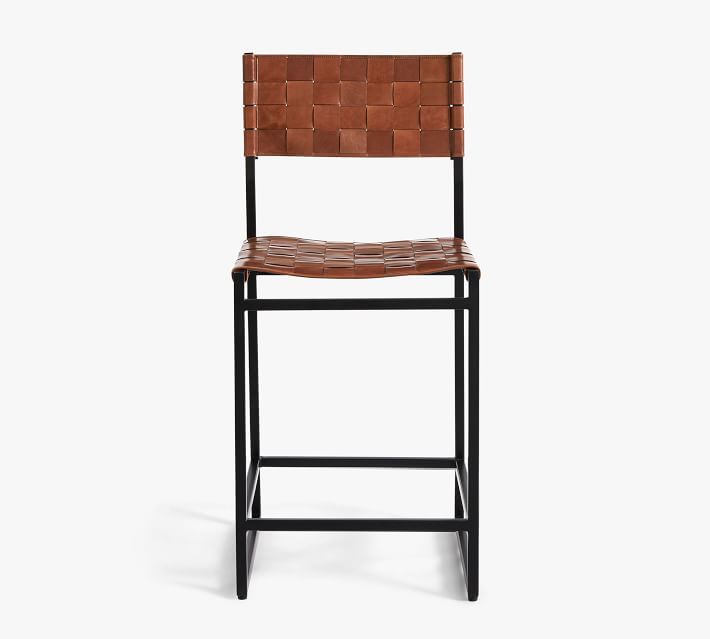 Hardy Woven Leather Bar & Counter Stools | Pottery Barn (US)