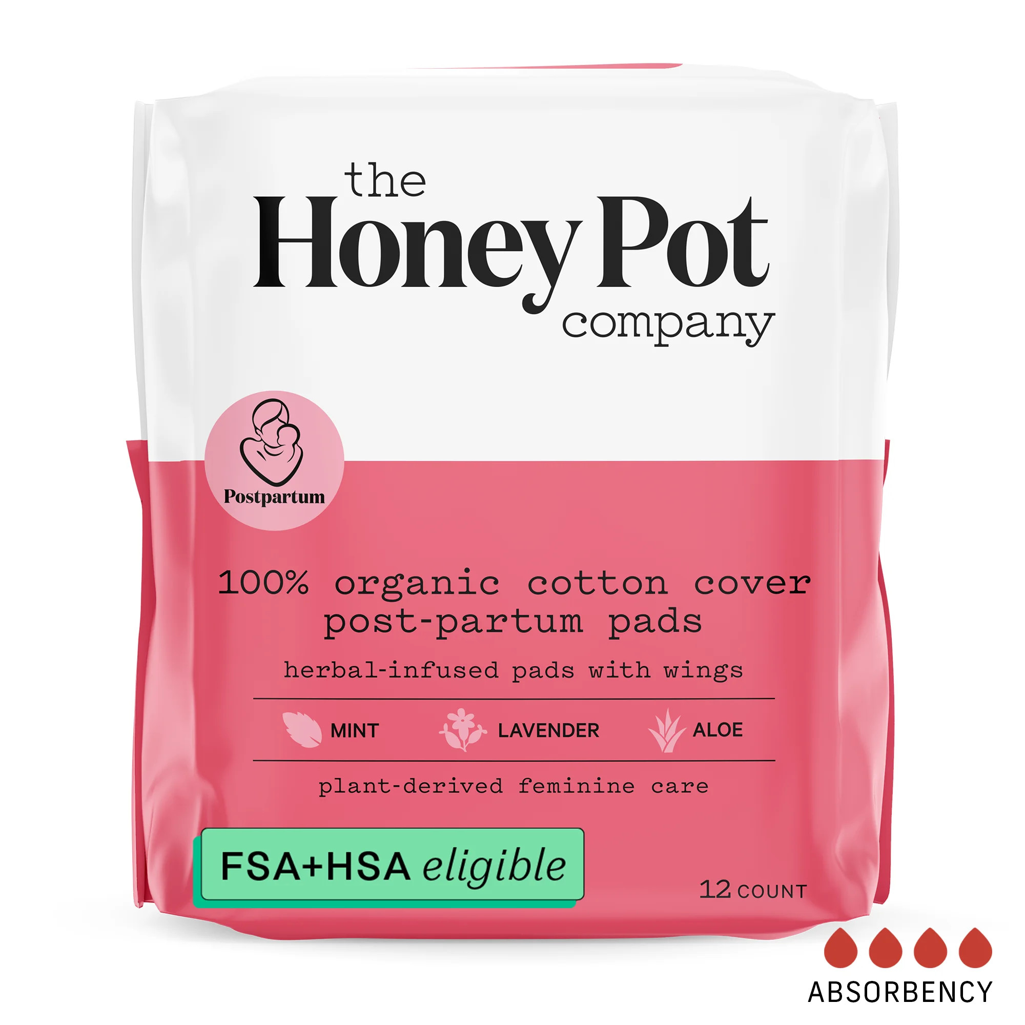 The Honey Pot Company, Herbal Post-Partum Pads with Wings, Organic Cotton Cover, 12 ct. - Walmart... | Walmart (US)