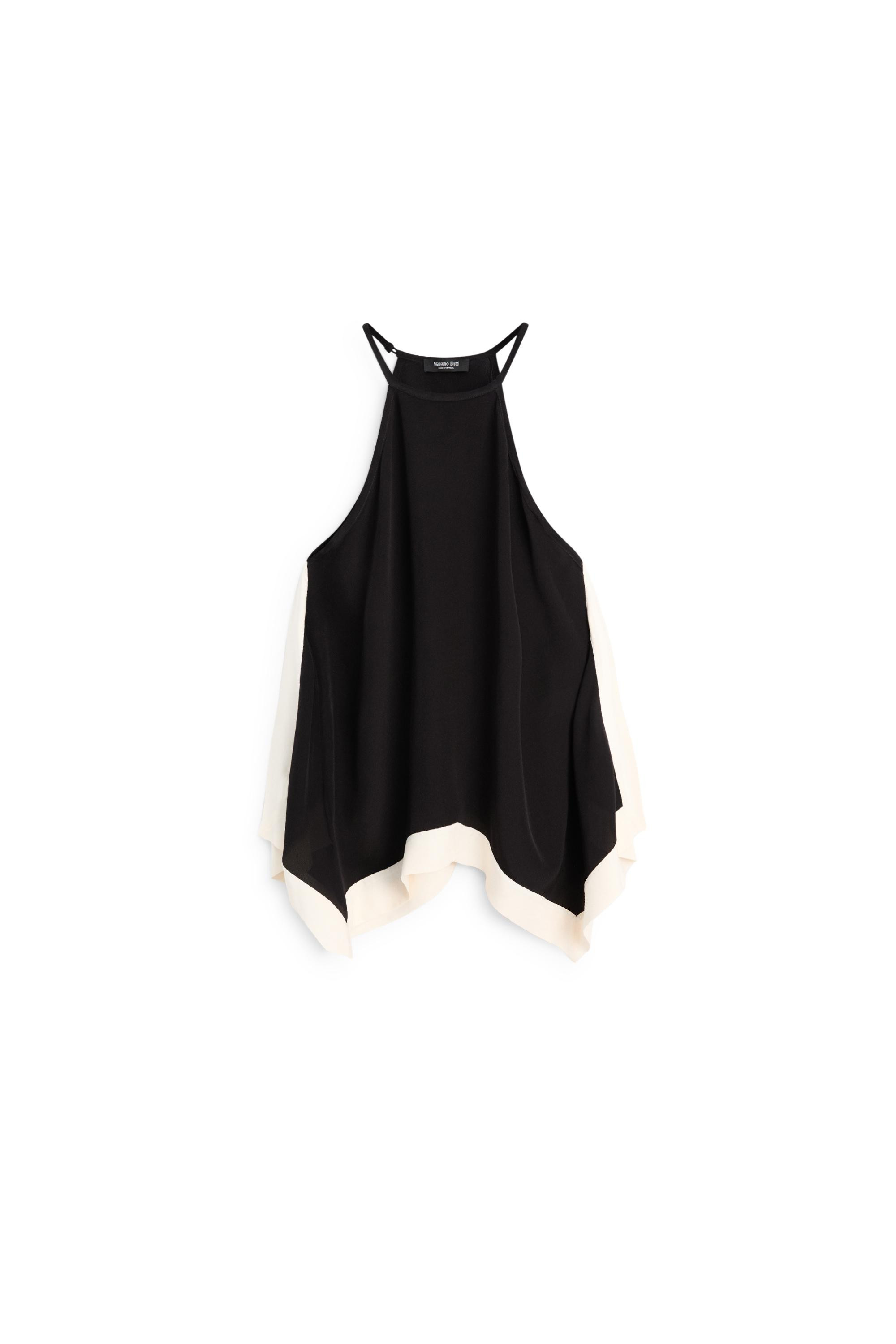 Long contrast halter top - BLACK | Massimo Dutti UK
