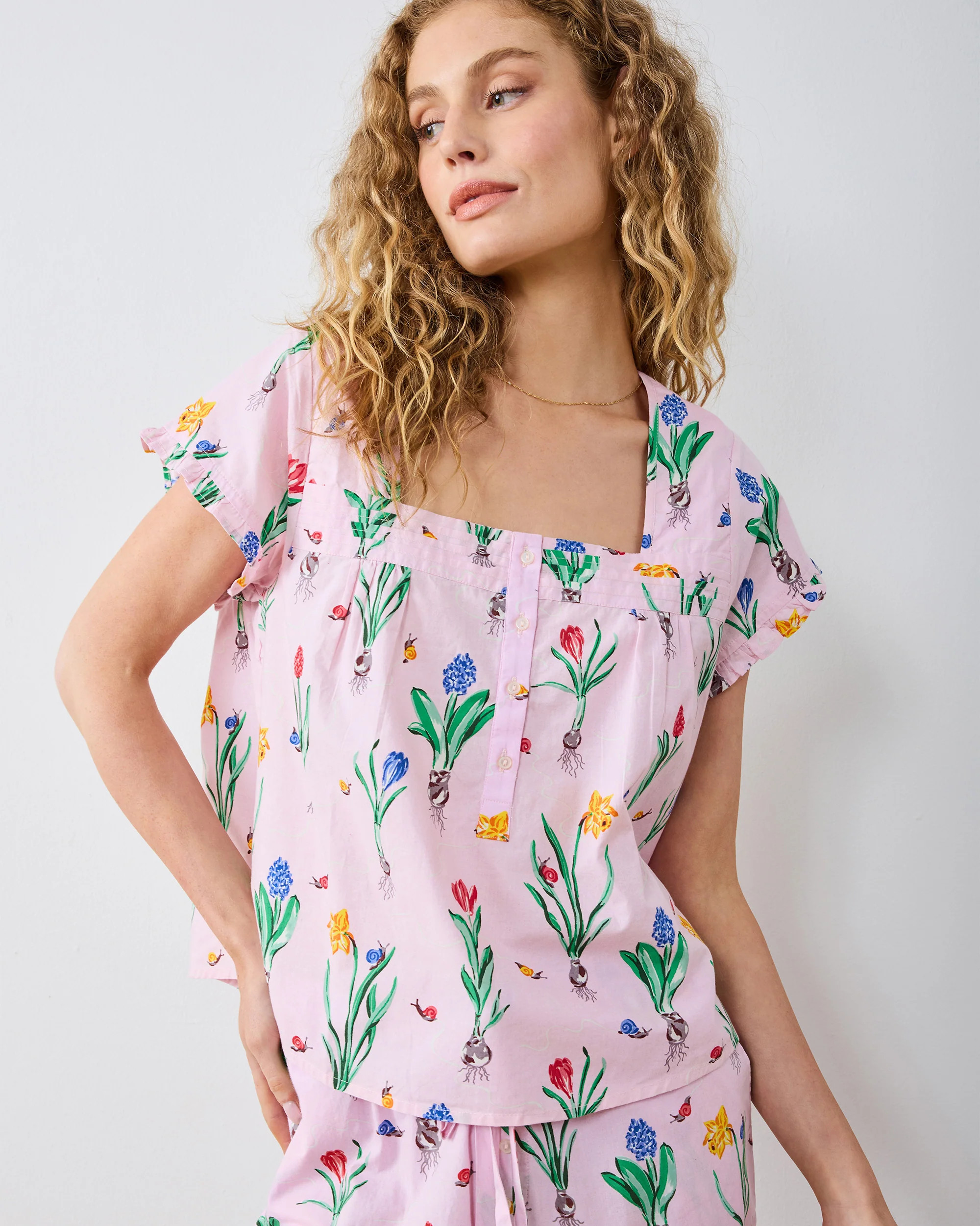 Tulip Trail - Pintuck Cropped Set - Blush | Printfresh