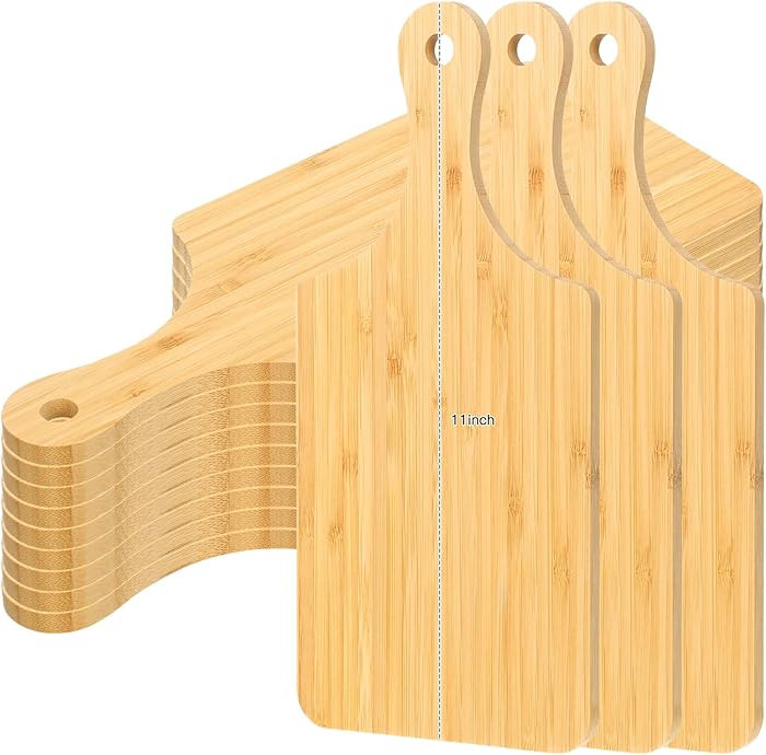 Zubebe 12 Pcs Bulk Wood Cutting Board with Handle Cutting Board for Laser Engraving, 11" x 5" Bam... | Amazon (US)