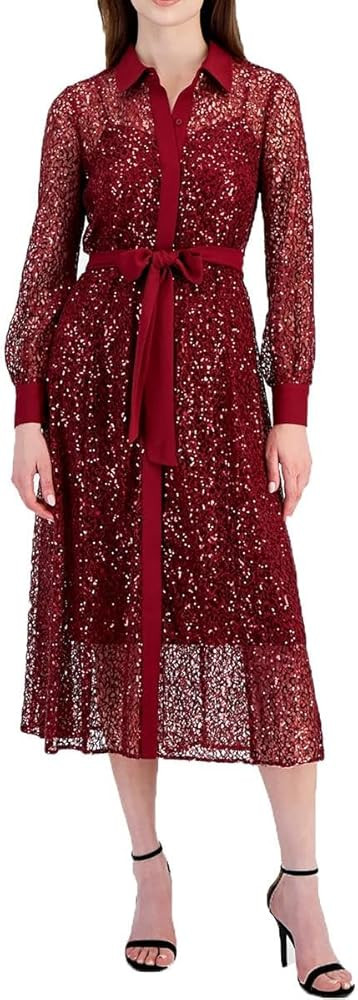 Anne Klein Women's Mixed Media A-line Shirt Dress | Amazon (US)