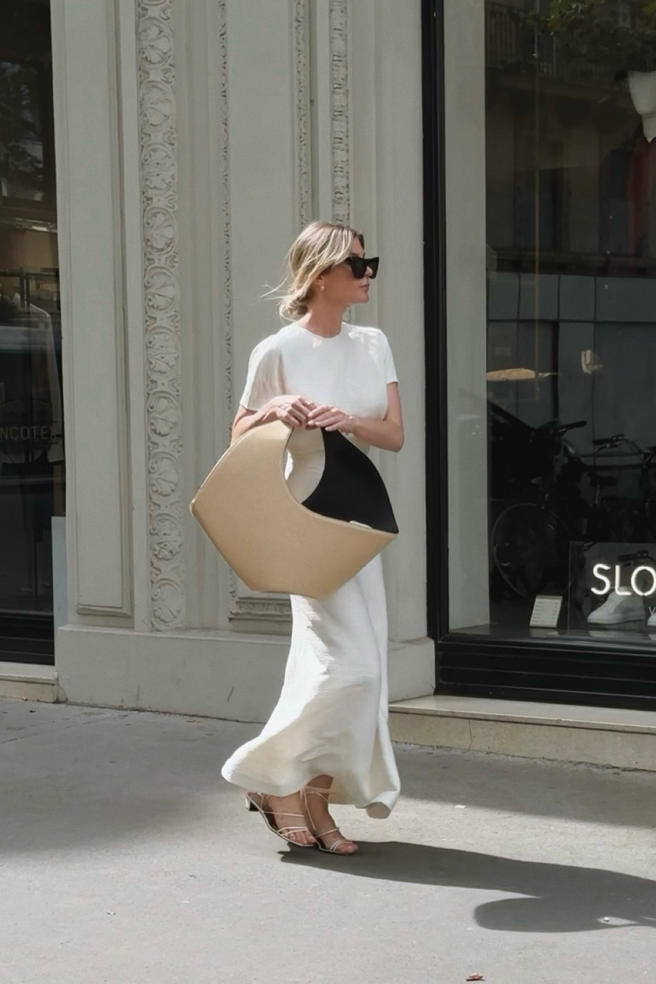 White dress 
Office wear 
Neous bag
The row sandals 
Toteme 