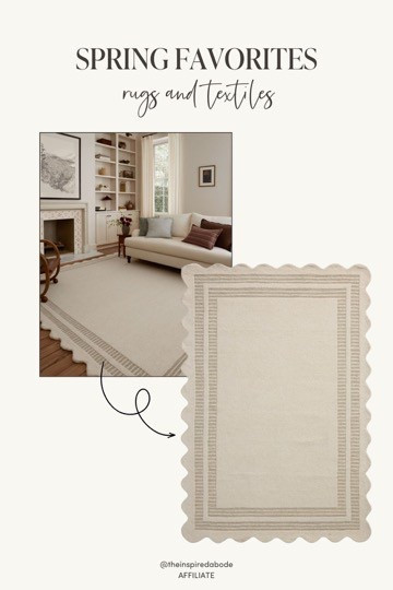 Our love of scallops for spring continues! This scallop-edge rug from our “feminine & ecletic living room” design moodboard is perfect for a quick living room upgrade! 🌸

#LTKHome #LTKSeasonal