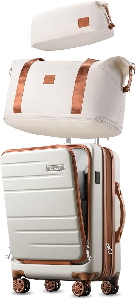 LUGGEX Carry On Luggage Sets 3 Piece, Expandable Polycarbonate Hard Shell Suitcase with Front Poc... | Amazon (US)