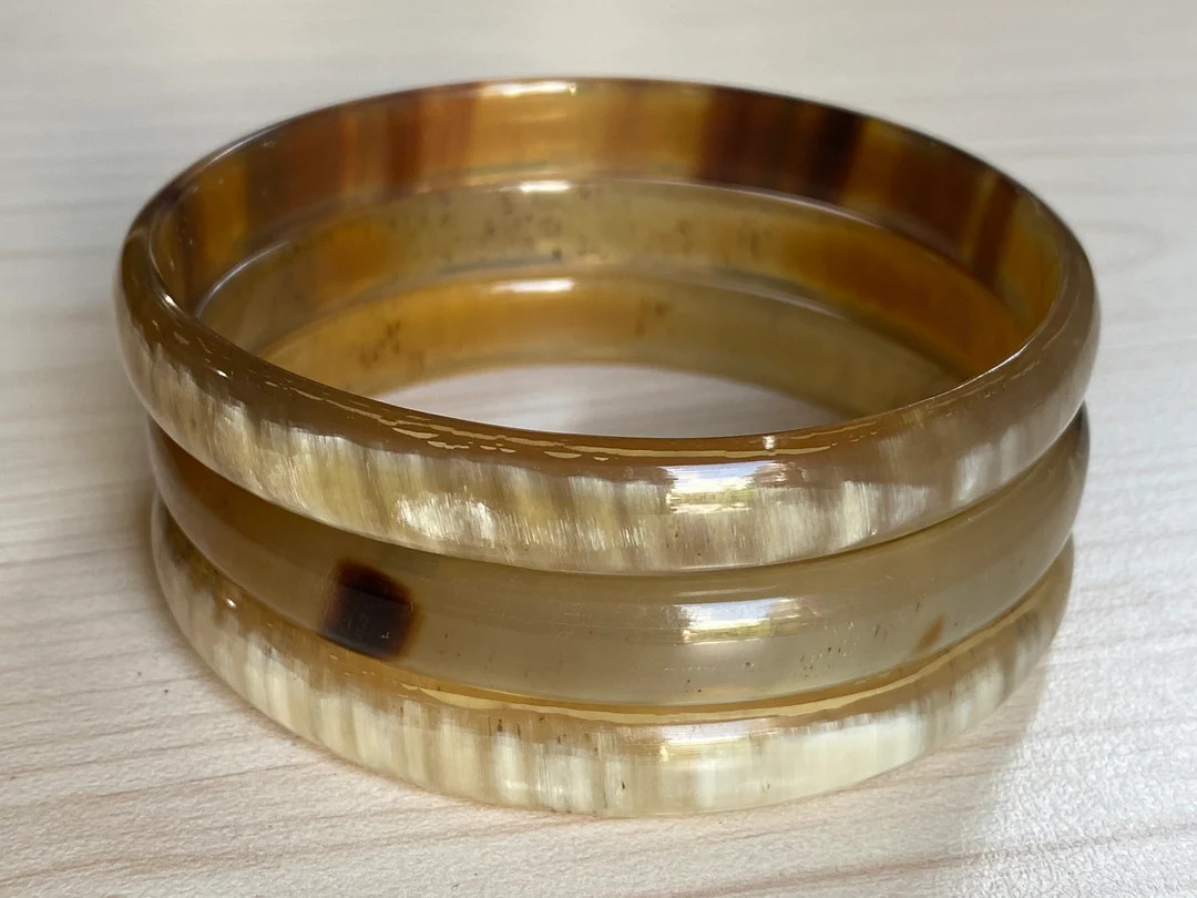 Set of 3 Beautiful Thick Natural Buffalo Horn Bangles, Bracelet Set, Horn Bracelet, Horn Jewelry,... | Etsy (US)