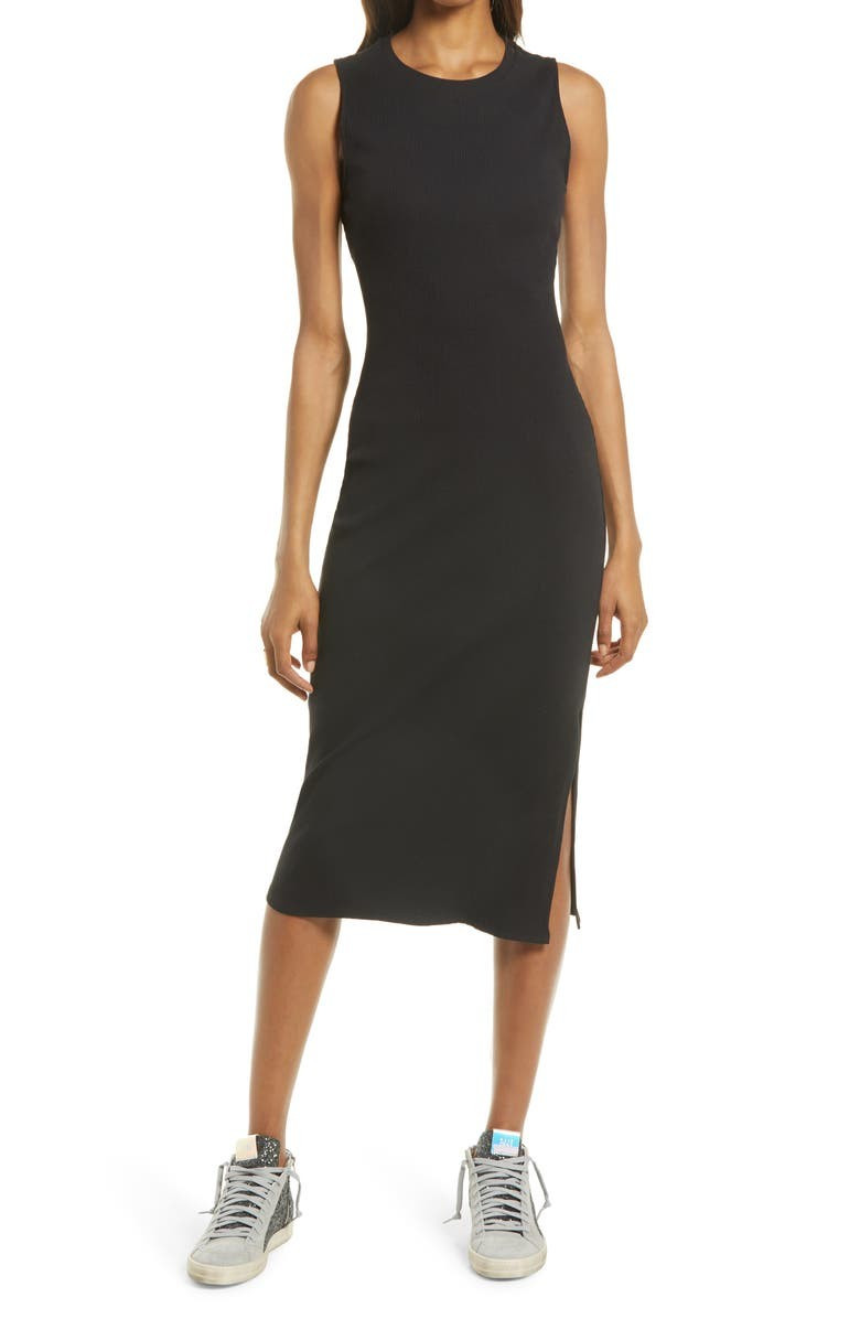 Rib Cutout Cotton Stretch Midi Dress | Nordstrom | Nordstrom