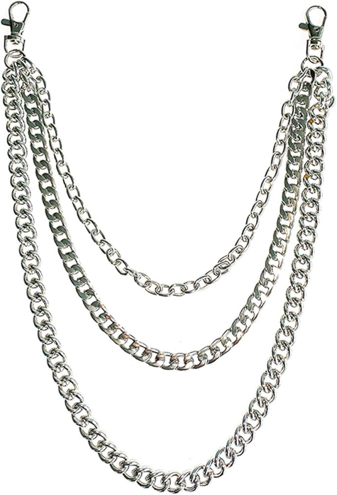 Lainrrew Trousers Chain, Wallet Chain Pocket Chain Belt Chain Jeans Chain with Both End Lobster C... | Amazon (US)