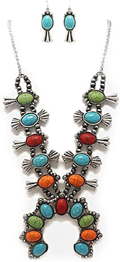 Amazon.com: Rosemarie & Jubalee Women's Statement Western Howlite Squash Blossom Necklace Earring... | Amazon (US)