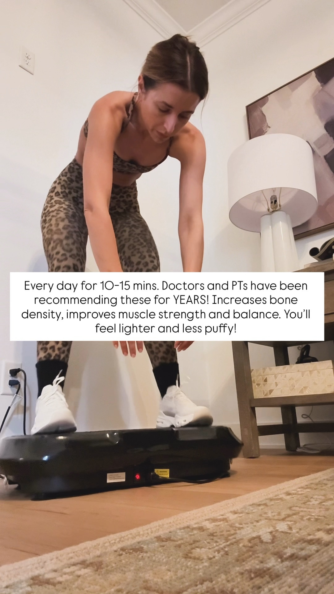 I’m almost 39-years-old and trying to age gracefully! Here’s what I’m doing. Doctors and PTs have been recommending vibration plates for years. They can help increase bone density, reduce muscle soreness, enhance circulation, improve your balance, and act as a lymphatic drainage so you feel less puffy. The list goes on and on! I use mine for 10-15 mins every single day!

#LTKselfcare #LTKActive #LTKfitnessgoals