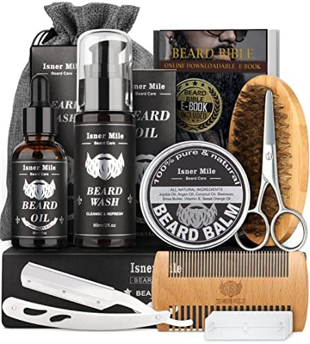 Isner Mile Beard Kit for Men, Grooming & Trimming Tool Complete Set with Shampoo Wash, Beard Care... | Amazon (US)
