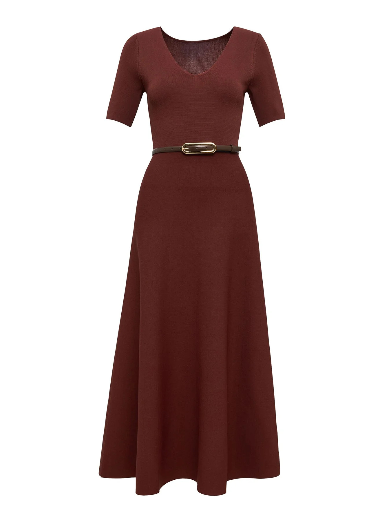 Celia Short Sleeve Midi Dress Chestnut Brown | Fenwick UK