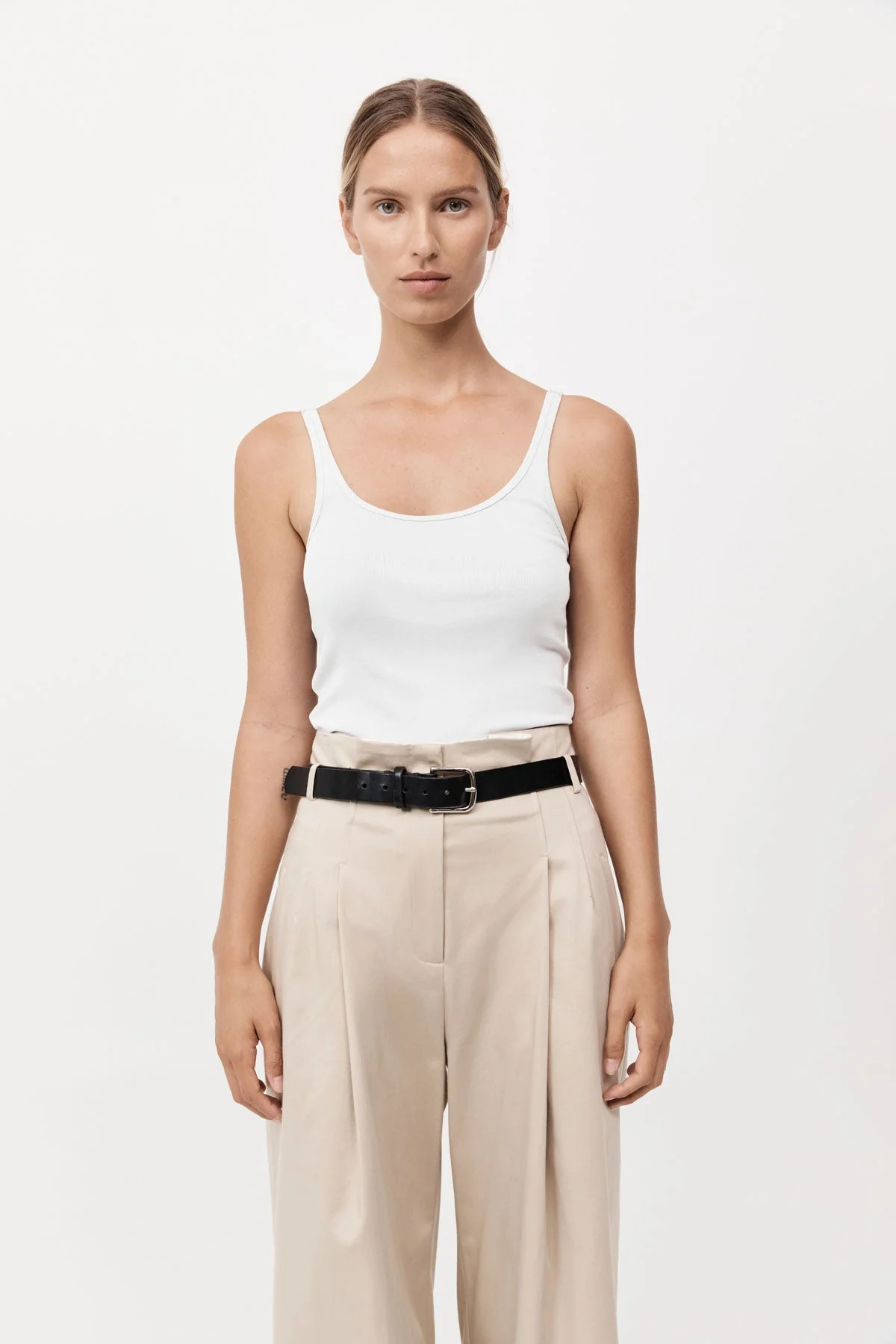 Organic Cotton Slim Scoop Tank - White | St. Agni (US, UK, EU)